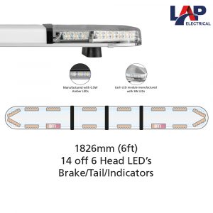 LAP Hurricane Titan LED Lightbar 1828mm 14 Head Modules & BTI