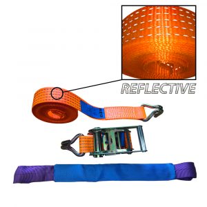 Strap Assembly Fluorescent Orange With Reflective Stitching 5Mtr With Claw Hooks & Soft Eye Choker