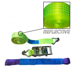 Strap Assembly Fluorescent Yellow With Reflective Stitching 5Mtr With Claw Hooks & Soft Eye Choker