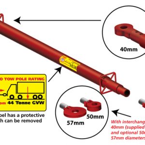 44 Tonne Tow Pole 40mm to 40mm Changeable End + Handles