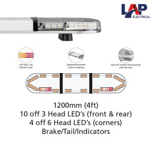 LAP Hurricane Titan LED Lightbar 1200mm, Illuminated Centre & BTI
