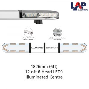 LAP Hurricane Titan LED Lightbar 1828mm 12 Head Modules, illuminated Centre