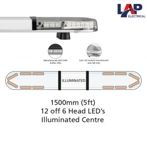 LAP Hurricane Titan LED Lightbar 1500mm, 12 x 6 Head LED’s & Illuminated Centre