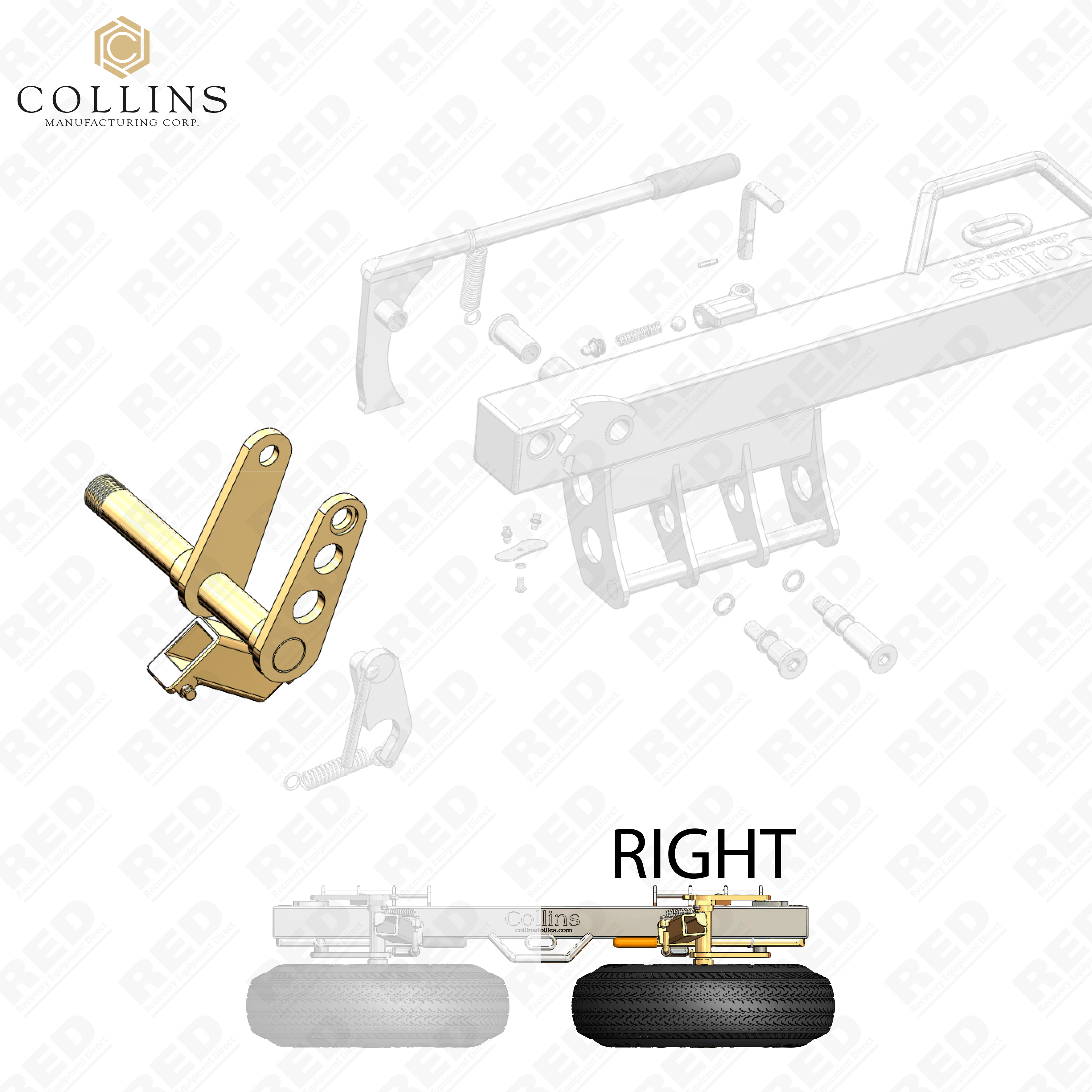 Collins Spare Hi-Speed Dolly Right Spindle Assembly