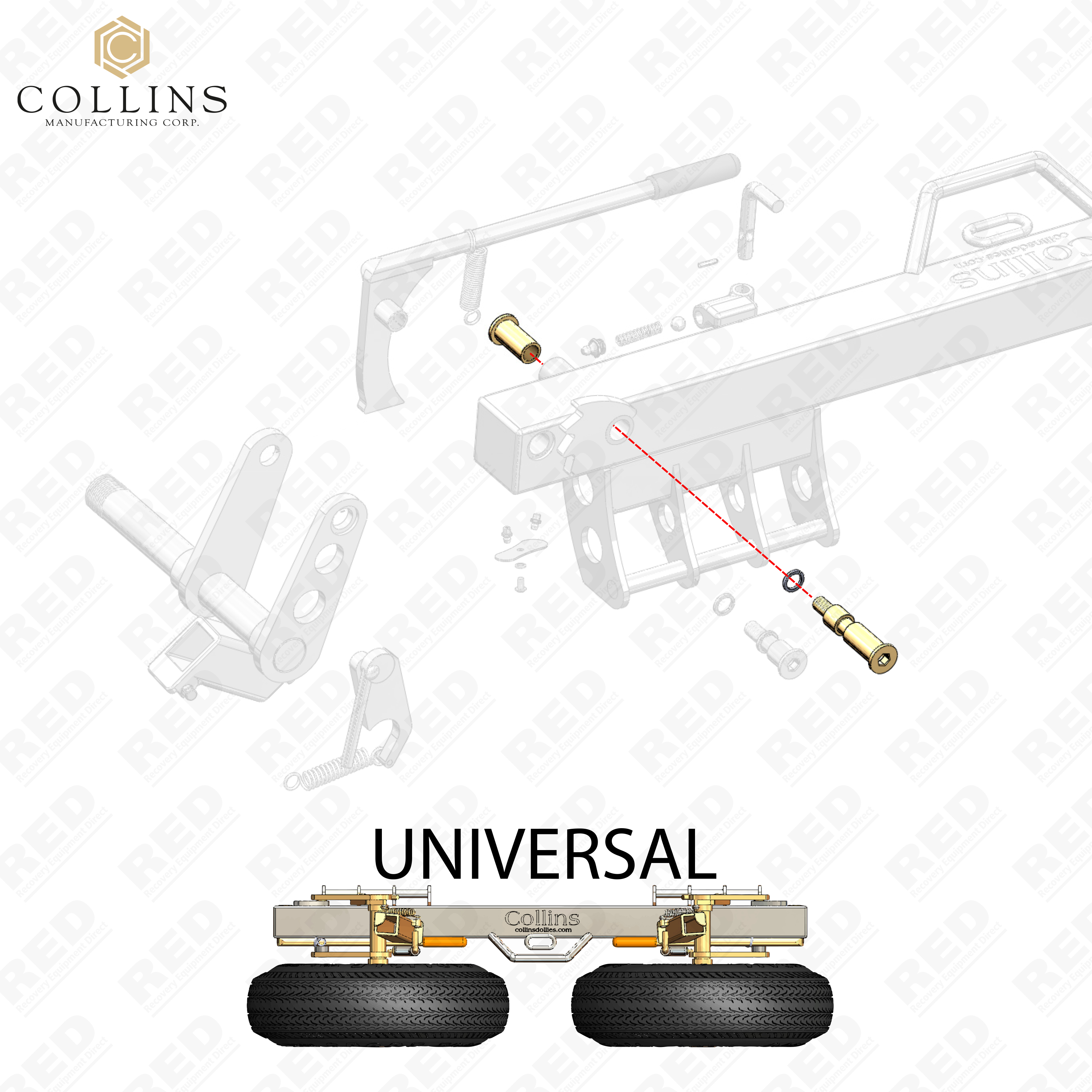 Collins Spare Hi-Speed Dolly Spindle Assembly Shoulder Bolt